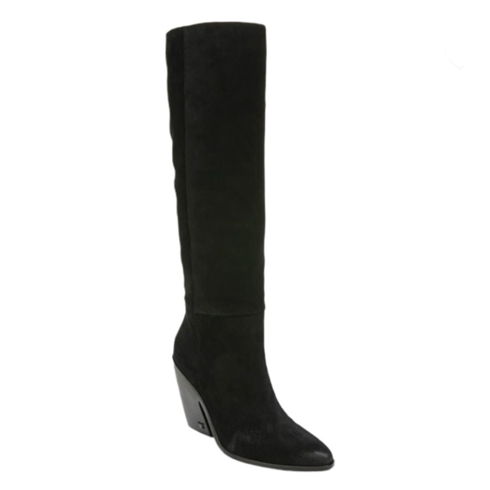 SAM EDELMAN Annabel Suede Black Knee High Boots 8.5
